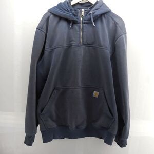 Carhartt 1/4 Zip Hoodie Men’s XL Faded Blue Patina Workwear Distressed 100617